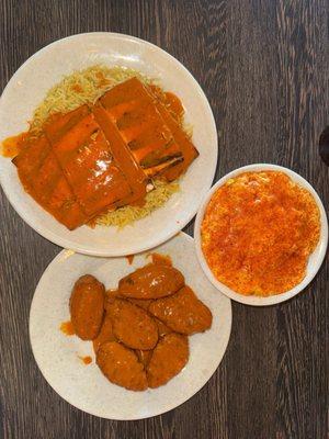 Paneer platter top Vascorn right Veg Vasco's Unreal Wings bottom