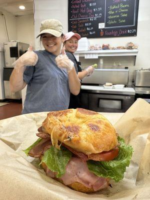 smoked ham, bacon, chipotle jack cheese croissant club