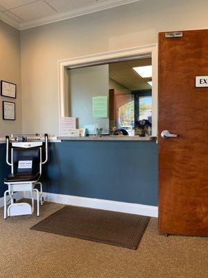 Receptionist Desk when you first enter the office