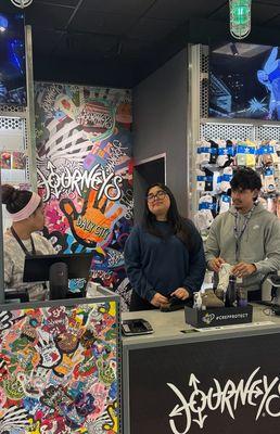 Employees not working or greeting customers. Just talking to each other.