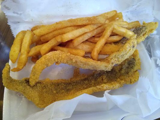 3 whitings and fries covered with lemon pepper