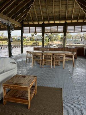 Large covered docks are great to enjoy family and friends. If you need help designing your getaway spot, give us a call.