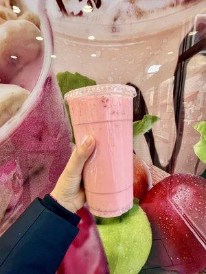 strawberry agua fresca de leche ($6.40) - the cups are huge!!