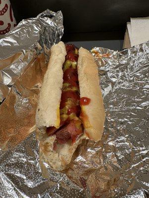 Couldn't wait to take the pic, had to take a bite! Best hotdog I've ever had!! Will be back for sure.