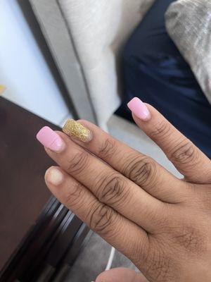 Cracked nail across the middle and broken nail