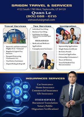 SAIGON TRAVEL & SERVICES * QUAN LE INSURANCE AGENCY