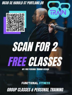 Book your free two classes or 1 free personal training session