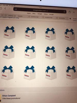 Boxes to click on to "win" gift card