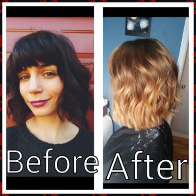 from black to the caramel ombre in one session!