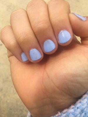 All of my nails are like this. They need more coats of paint...