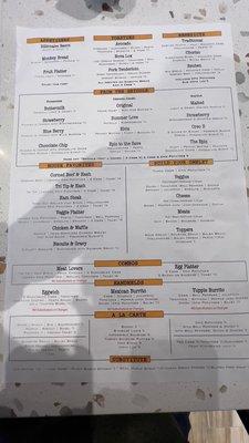 Opening day menu 12/12/2022