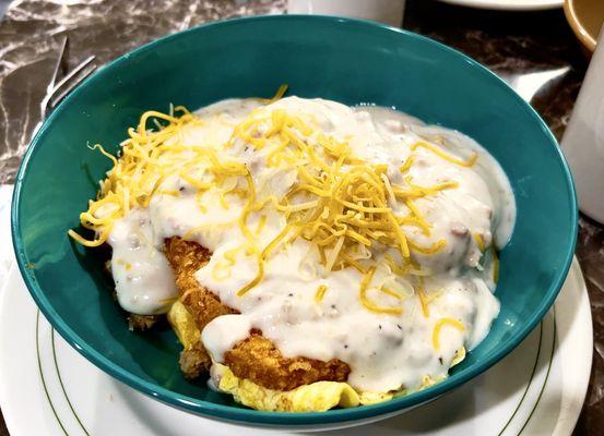 Barney Bowl with hashbrowns