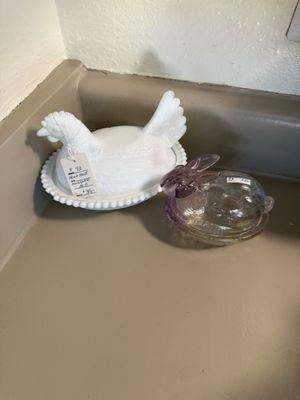 Hen on A nest and rabbit on a nest