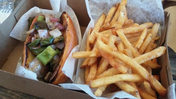 The Fall Special: sausage & peppers with fries