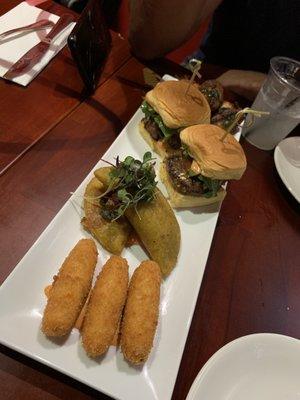 Happy Hour Platter - Lamb Sliders, Harissa Wings, Empanadas and Croquetas!