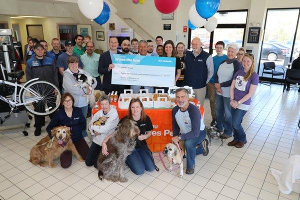 Share the Love check presentation to MSPCA Angell