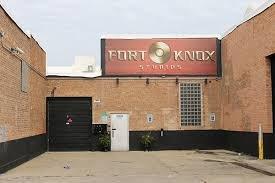 Parking lot door at Fort Knox Studios