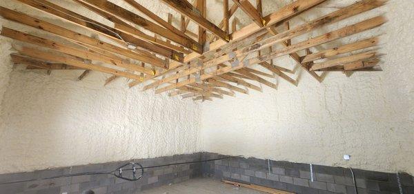 Open Cell spray foam Insulation on a exterior wall