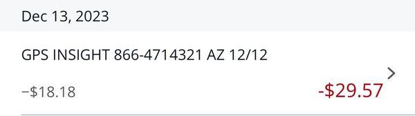 Proof GPS insight charged me 6 months AFTER canceling service and selling my business.