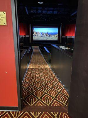 Entrance to the big theater while the opening trailers were playing.