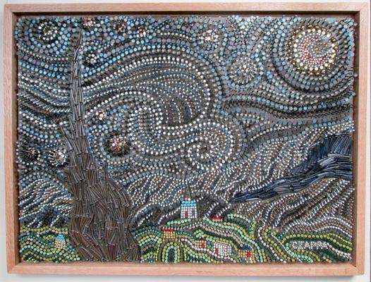 Starry Starry Night, done with nails and tacks