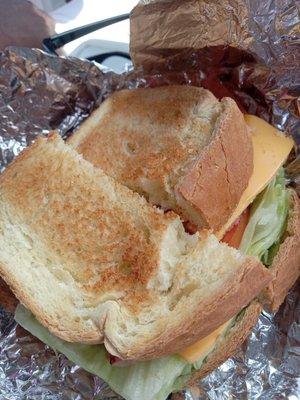 Stacked ham sandwich with Texas toast