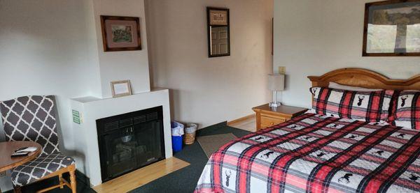 Cozy with the fireplace and a comfy queen sized bed