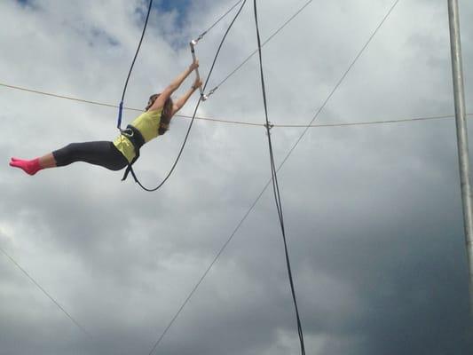 Taking an easy swing- Trapeze School Venice Florida