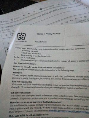 Receipt from Rock Springs Hospital