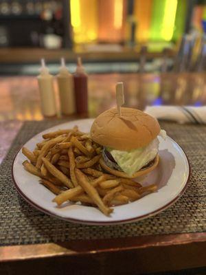 Blue cheese burger w. Fries