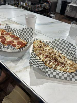 Pepperoni Flatbread and Chicken Bacon Ranch Flatbread