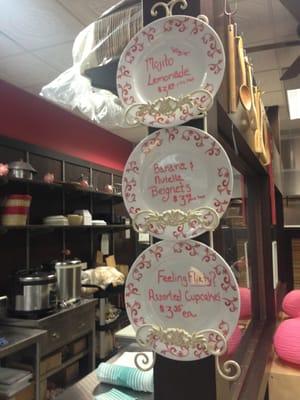 Specials written on plates - very cute!