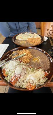 Enchilada Rojas (amazing) and Pollo a la Crema in the background