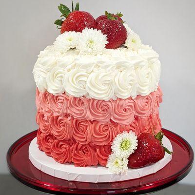 Strawberries and cream cake