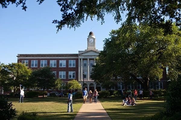 A view of Nelson Hall from across the Quad on the Mississippi College campus.