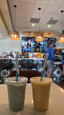 Blue wave smoothie and paradise smoothie