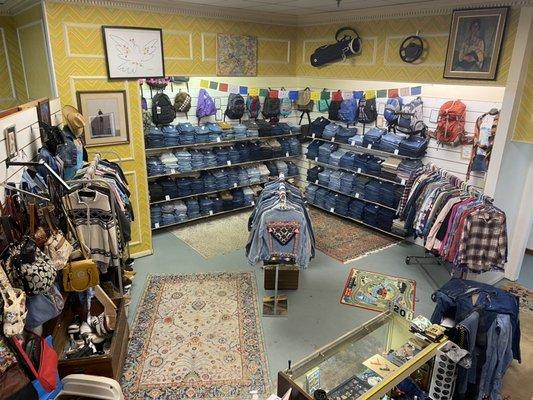 We carry a variety of women's and men's jeans, shorts, shoes, T-shirts, sweatshirts, hoodies, flannels, jackets.