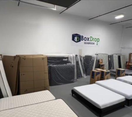 Inside the store. The mattress we got is in the front, on the right next to the gap