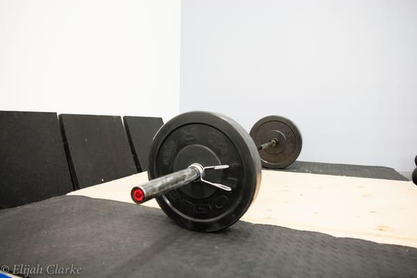 Bumper plates on Olympic platform