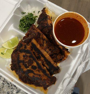 Quesobirra quesadillas with dip