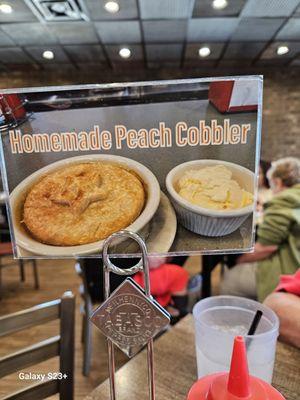 My husband got Peach Cobbler to go and ate it a couple days later. It was still wonderful!