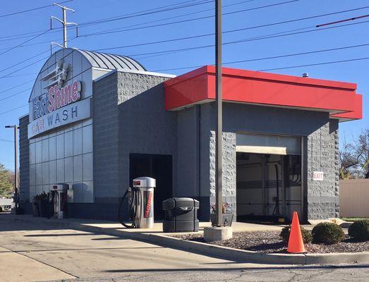 At FastShine car wash you drive-thru. Coin vacuums.
