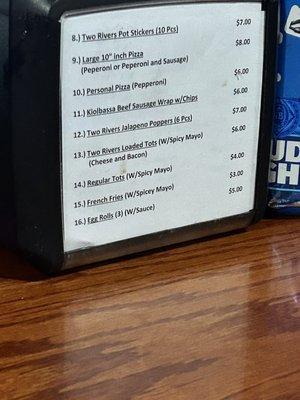 Bar Menu