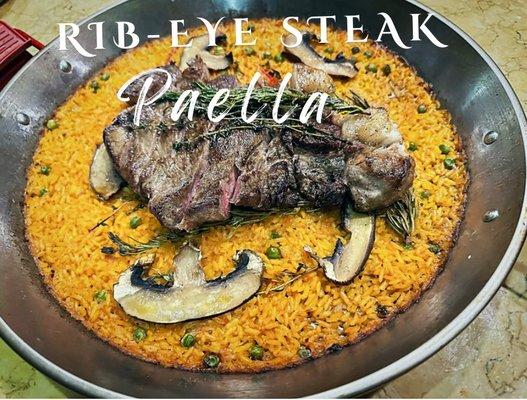 Rib-eye steak Paella