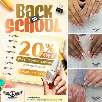 SCHOOL'S IN... AND SO IS THIS DEAL! 
 Students & Teachers get 20% OFF any service
 Now through August 17, 2025