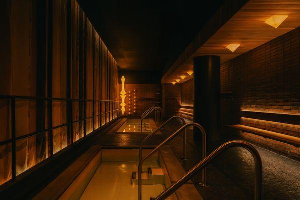 Cold plunge pools inside Othership Williamsburg in Brooklyn, New York.