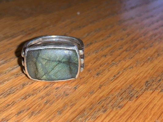 Well worn labradorite men's ring
