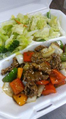 beef pepper steak with veg, delicious as always