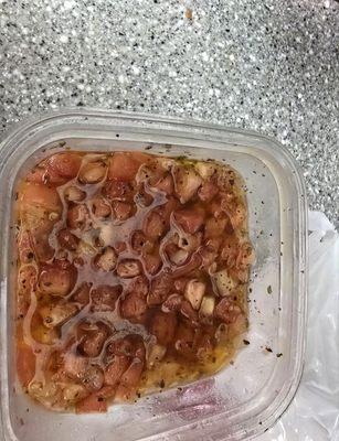 Extremely oily, disgusting bruschetta ma de by berkots in midlothian