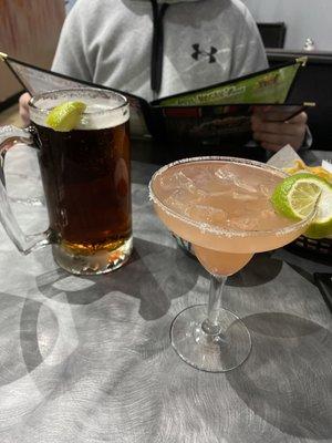Strawberry Margarita and Dos Equis
